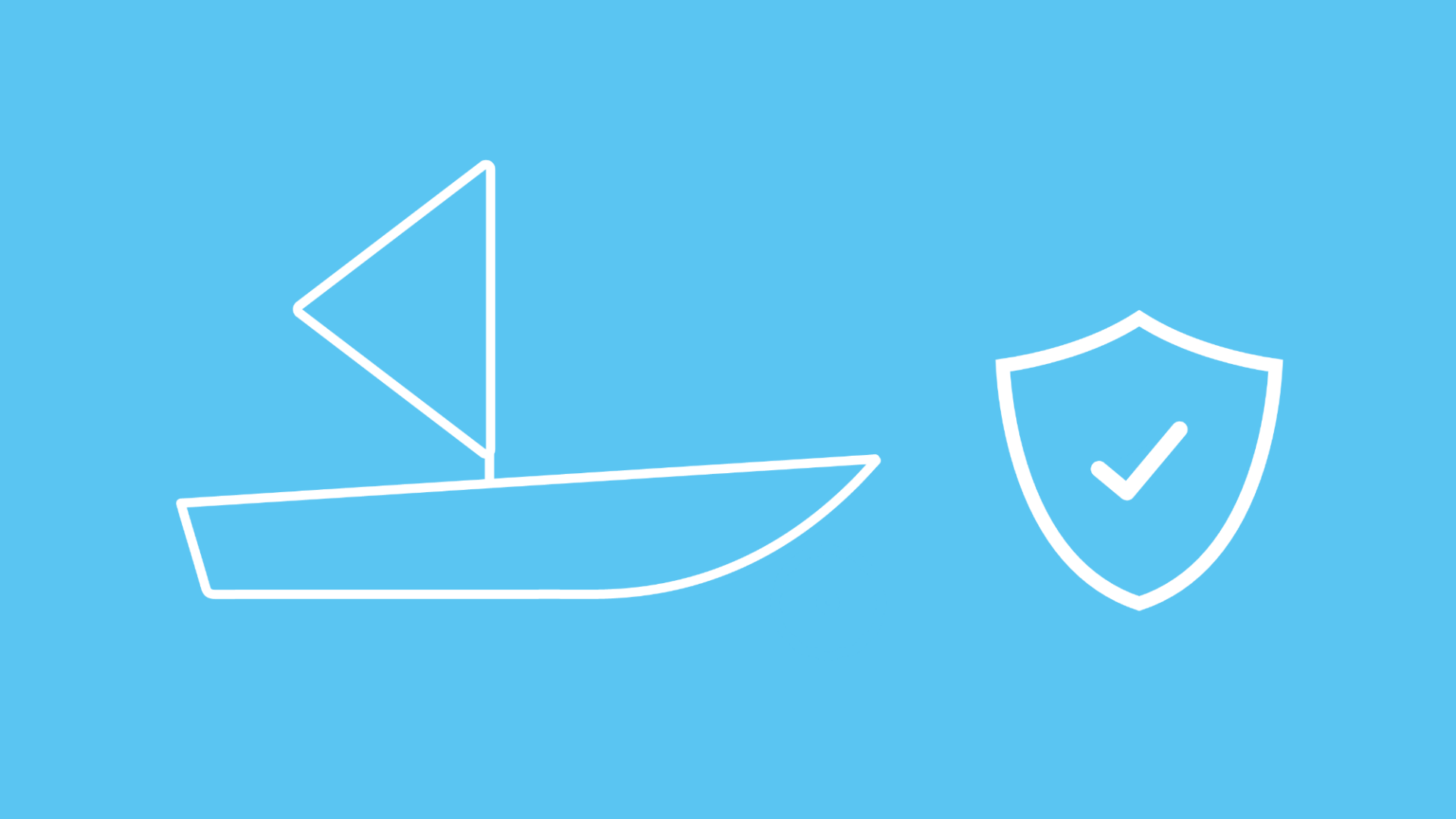 Die Grafik zeigt ein Segelboot mit einem Wappen, das den Versicherungsschutz symbolisiert.