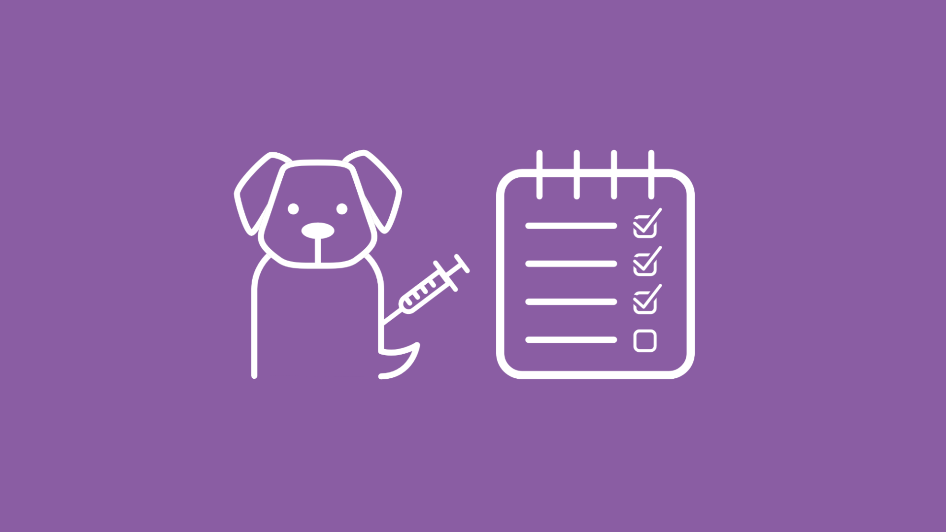 Eine Checkliste symbolisiert die Frage, ob ein Hund alle nötigen Impfungen erhalten hat. 