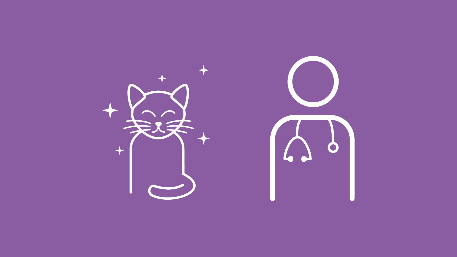 Neben einer Katze im Icon-Stil ist ein Tierarzt abgebildet